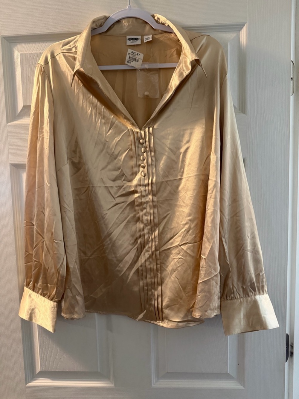 CATO’s Women Satin Button-Front Blouse - Gold